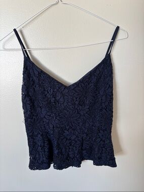 Lace Camisole Tank Top - Navy